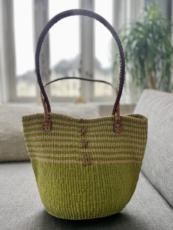 Sisal veske/bag grønn/stripet